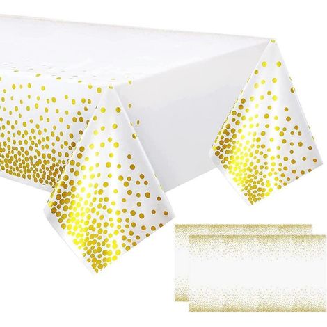 Nappe lavable Blanc-Or (lot de 2) - Résistante aux déchirures, à l'huile et à l'eau