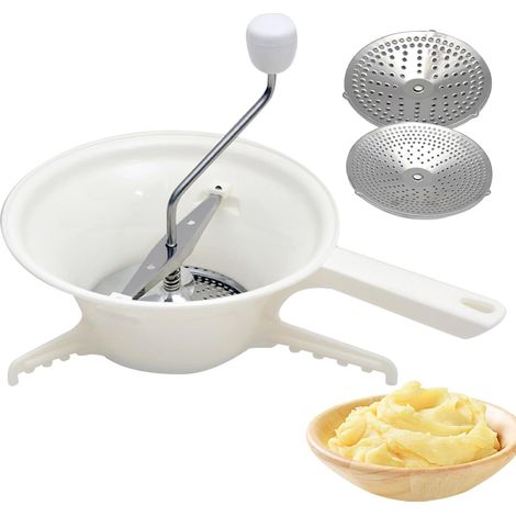 1 Moulin à légumes, 3 disques interchangeables, plastique, poignée ergonomique, pour sauce tomate, compote, purée