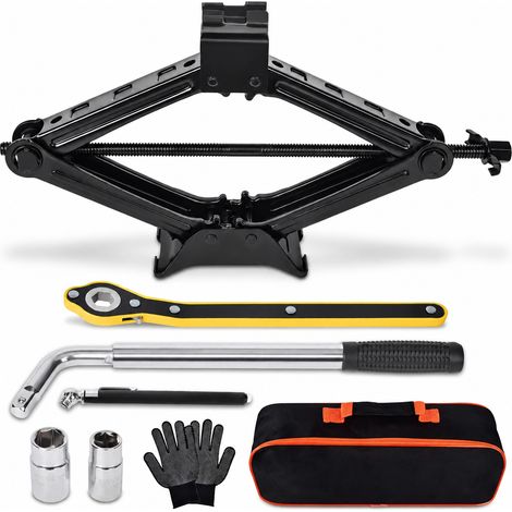 Cric ciseau mécanique kit 2T double engrenage fer 2000kg hauteur 100-390mm longueur 430 mm poids 2 kg 45 × 11 × 12 cm 3,4 kg – Livraison gratuite