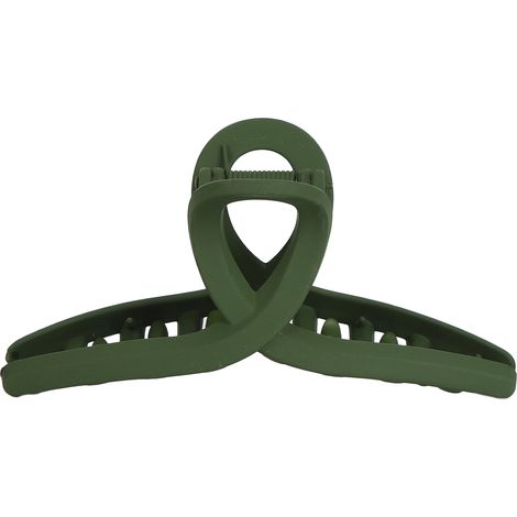 Pince à cheveux pour fille, élégante et simple, pince à cheveux givrée à coupe croisée, taille moyenne, pince à cheveux en forme de gant de toilette, vert armée. (1/5)