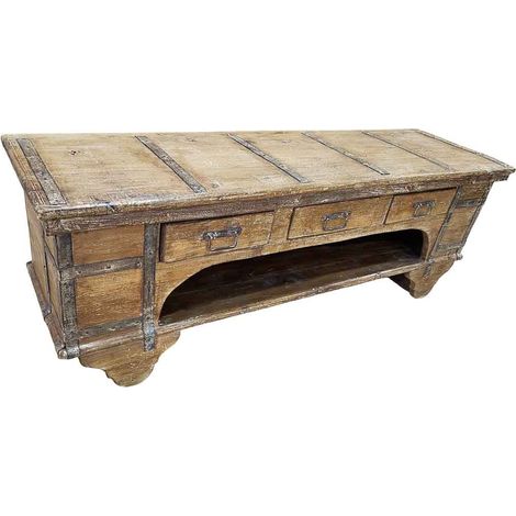 Mueble bajo de madera artesanal 165-175x45x57h cm