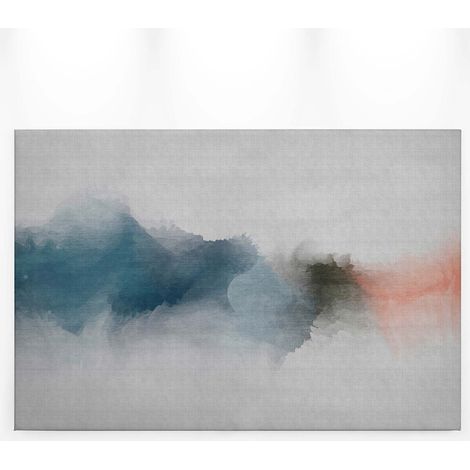 Tableau salle de bain bleu rose & gris | Tableau salon moderne coloré | Tableau sur toile motif abstrait idéal chambre & couloir - 0,9 x 0,6 m (1/5)