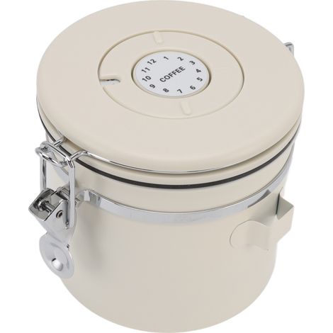 Boîte à café hermétique en acier inoxydable 304 avec valve et dosette pour café moulu, thé et autres aliments. Petit format : 1,2 L. (1/5)