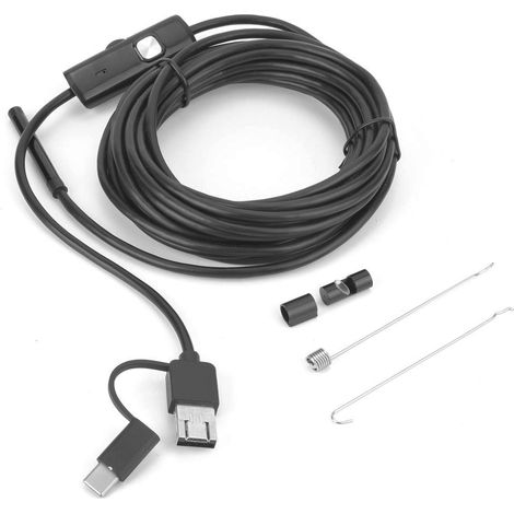 Y102 Endoscope USB 3 en 1 - Caméra d'inspection avec objectif 5.5mm, 6LED, câble 5M, étanche IP67 (1/5)