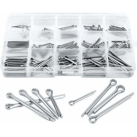 Goupille fendue, 150 pièces, acier inoxydable 304, assortiment de goupilles de verrouillage pour petites réparations mécaniques, 15 tailles différentes (1/4)