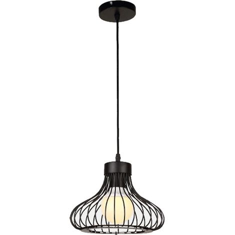 Suspension - Abat-jour Cage Métallique - Diamètre 23 cm - Câble Réglable 100 cm - Douille E27 - Pour Salon Cuisine Salle À Manger Bureau Garage - 1 Pièce