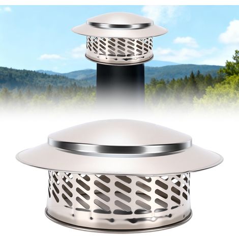 Chapeau de Cheminée 20 cm (8 Pouces) en Acier Inoxydable 304 – Grille Pare-Étincelles, Protection Pluie et Neige, Fixation par 3 Vis pour Conduit de Poêle à Bois (1/5)