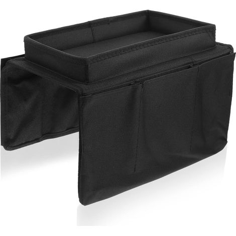 Sofa-Armlehnentasche – schwarzer Oxford-Stoff – für Fernbedienung/Zeitschriften – kompatibel mit Sesseln/Sofas