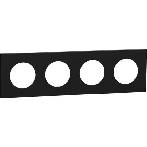 Plaque Odace Schneider 4 postes Finition: Noir onyx