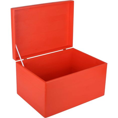 Scatola Portaoggetti Legno con Coperchio 40x30x24 cm - Rosso