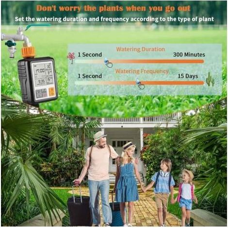 Green Mobility-Johgee Programmateur Arrosage Automatique Minuteur Arrosage Goutte à Goutte, Imperméable et Utilisé à l'extérieur, Modes Multiples, 3" écran LCD, Irrigation pour Jardin Ferme Pelouse Fl
