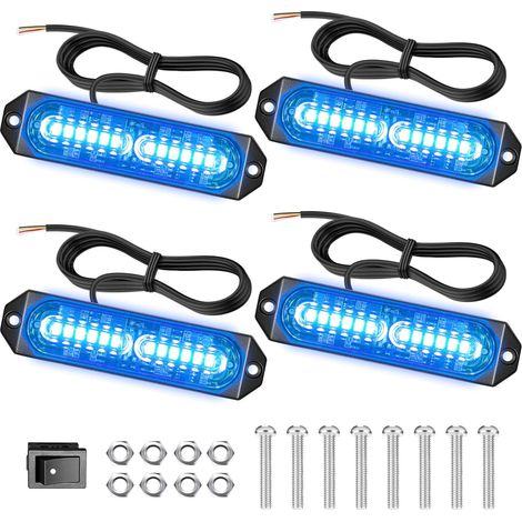 4 x 12 LED Penetration Lights, Blue Warning Lights Flash Beacon Car (1/5)