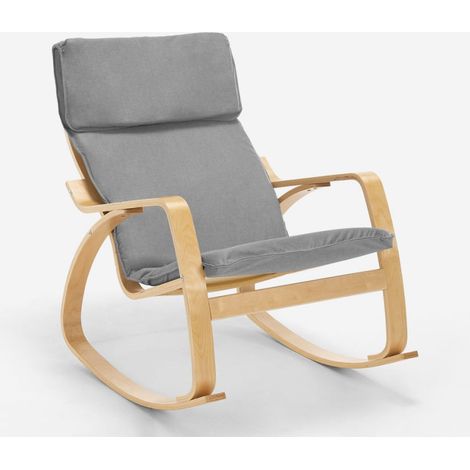 Poltrona sedia a dondolo in legno design scandinavo ergonomica Aalborg - Grigio chiaro (1/5)