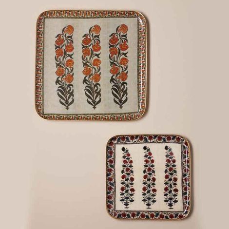 Ensemble 2 plateaux carrés Kanpur 27x2x27cm (1/5)