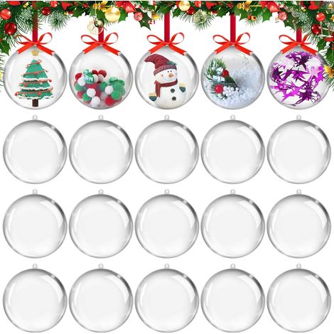 Lot de 20 Boule de Noël Transparente,6cm Boule Plastique Transparente,Boule Transparente à remplir en Plastique Décoration Suspension pour Noël Sapin Mariage Ornements Décoratifs pour Chambre (1/5)