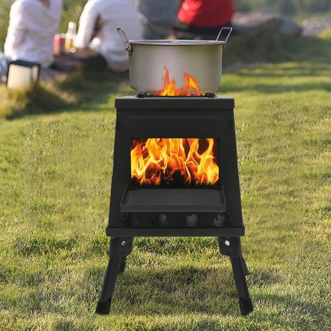 Campingkocher Holzofen Mini Holzvergaser Leichter Holzofen aus Edelstahl Outdoor Camping Raketenofen Tragbar Kompakt Hobo Kocher für Camping Kochen Picknick Rucksacktouren im Freien