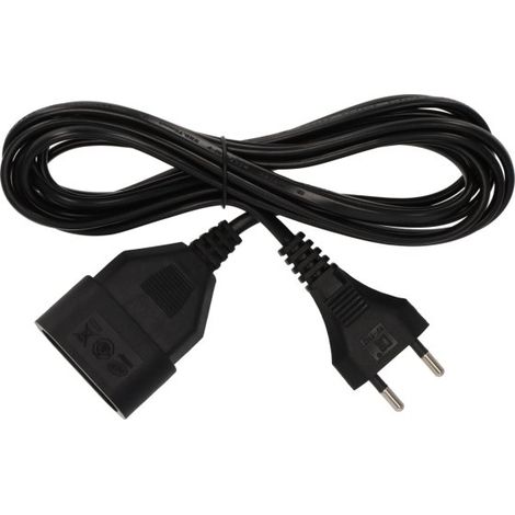 Verlängerungskabel mit flachem Stecker - IP20 SCHWARZ - 5m - H03VVH2-F 2X0,75 (1/5)