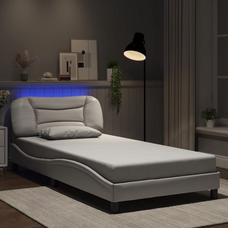 Cadre de lit avec LED sans matelas Hvar blanc 100x200 cm