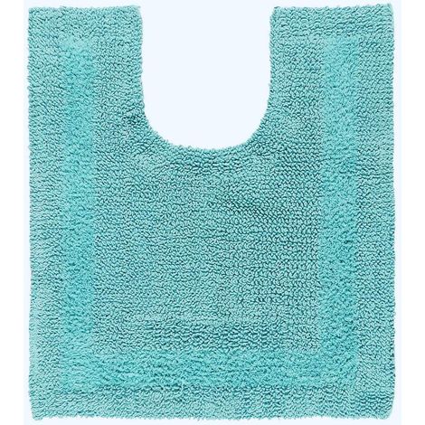 HOMESCAPES Tapis contour WC en coton, 50 x 55 cm – Bleu aqua