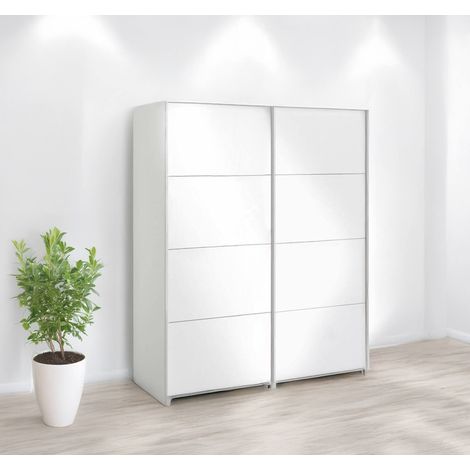 Dmora - Armario 2 puertas Emeraude, Muebles de dormitorio, Vestidor, Armario de ropa, 182x61 h220 cm, Blanco brillante (1/5)