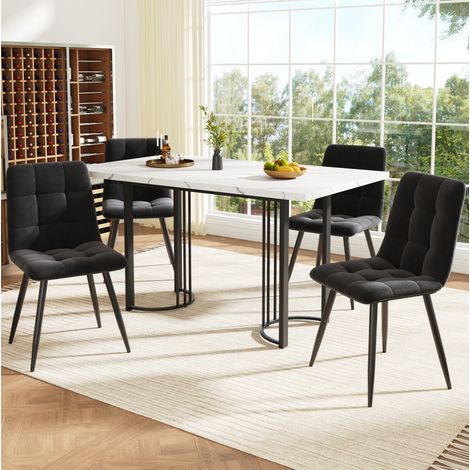 tavolo pranzo 140x80 allungabile set 4 sedie velluto OKMYHOME (1/3)