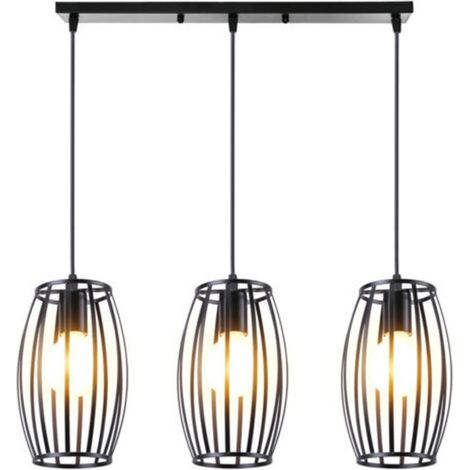 Retro 3-Light Pendant Light, Vintage Metal Chandelier Ceiling Light for Bedroom, Living Room, Dining Room, Kitchen, Black (1/5)