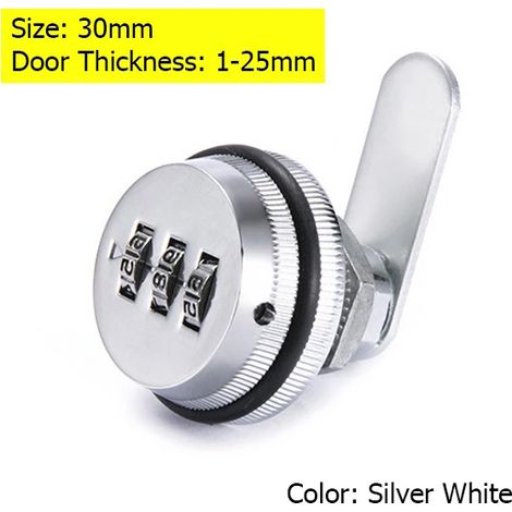 (Argent, 30 mm) Serrure à combinaison à came, serrure à combinaison pour armoire, serrure de sécurité en alliage de zinc (1/4)