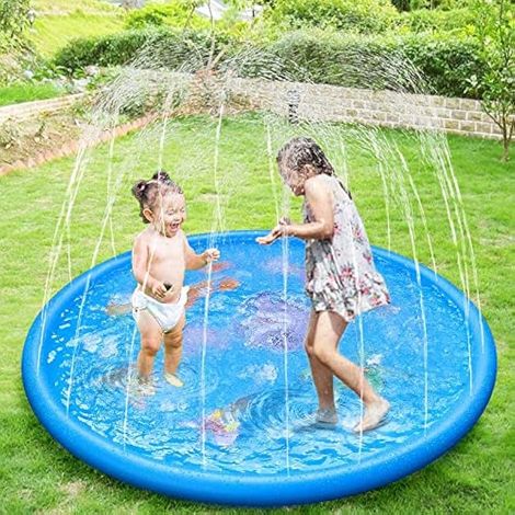 Tapis de jeu d'eau 170 cm avec motifs dauphin, tortue, étoile de mer, coquillage et crabe - Arroseur extérieur pour jardin d'été, jouets d'eau pour enfants, animaux et activités en famille