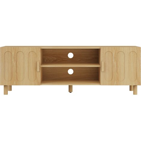 Mueble TV de 140 cm de estilo rústico moderno en madera color roble, MDF (1/5)