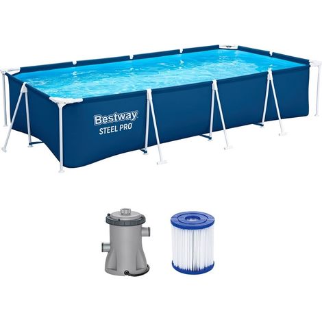 TRADE SHOP - Piscina Rettangolare Steel Pro Con Struttura In Acciaio Pompa Filtro 400x211x81cm 56424 - (1/5)