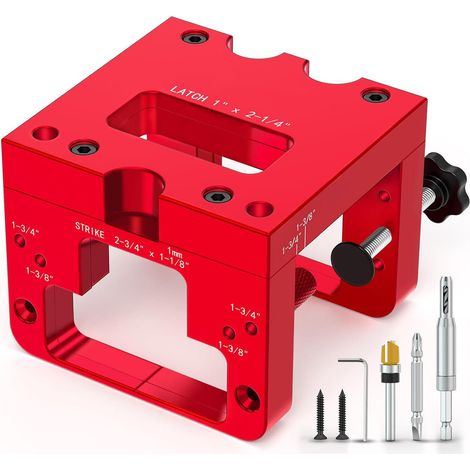 Kit d'installation de serrure de porte 1 po X 2-1/4 po, outil à mortaise pour portes 1-3/8 po 1-3/4 (1/5)
