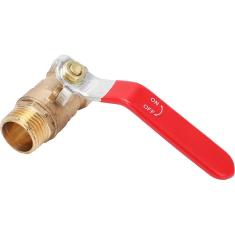 Robinet À Bille En Laiton 1/2 Pouce - Filetage Intérieur Et Extérieur - Pour Compresseur D'air - Poignée Rouge - Lot De 1 (1/5)