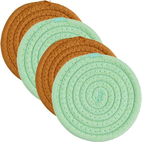 4 dessous de plat résistants à la chaleur, en coton et non-tissé, 18 cm, protection pour plans de travail et tables (1/5)