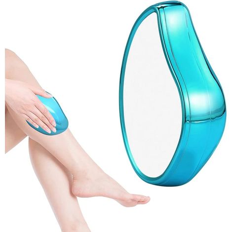 Épilateur en cristal, gomme en cristal, pierre épilatoire nano indolore et soyeuse pour le corps, pierre d'épilation exfoliante réutilisable pour la peau, rapide et facile à nettoyer (blue) (1/5)