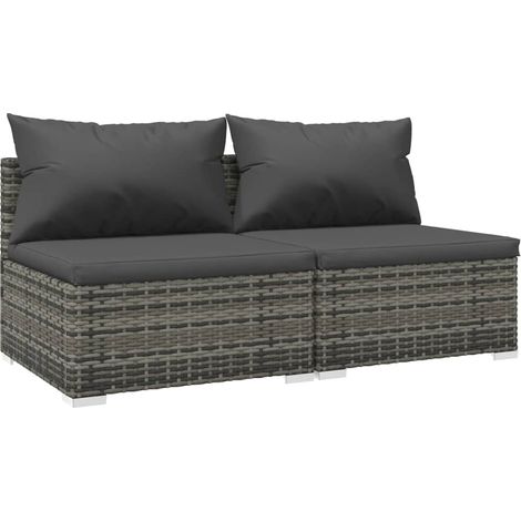 Mobili da giardino mobili da esterno Set di mobili da 2 pezzi con cuscini in resina intrecciata grigia 020015901