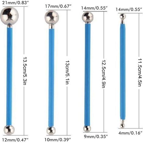 Ensemble de 4 outils de sculpture en pâte polymère en acier inoxydable, comprenant des billes, des bâtonnets et un stylo à sculpter antidérapant et durable. (1/3)