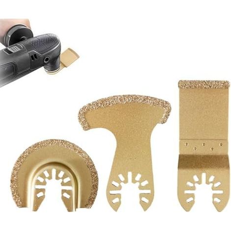 3 Pièces Outil D'Oscillation En Carbure, Lames de scie pour outils multifonctions, Lame De Scie Oscillante Carrelage Accessoires Polir le Ciment, Gravier, Meulage, Poncer, - (1/5)