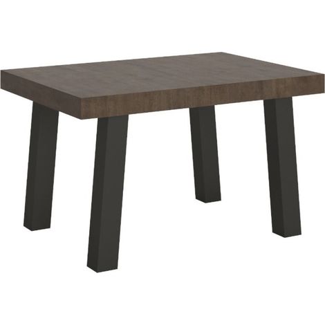 Table à manger rectangulaire bois foncé et pieds métal anthracite Bidy 130 cm (1/5)