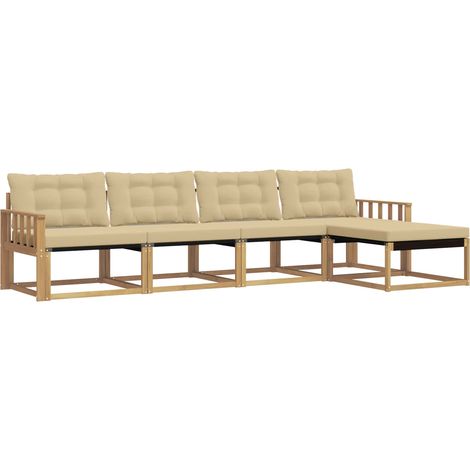 Outdoor-Sofagarnitur 5 stk. Weiß und Beige vidaXL (1/5)