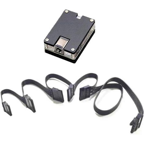 Adaptateur secteur rigide 5SATA 12 V CC (5,5 x 2,5 mm) vers 12 V/5 V pour disque dur/SSD SATA (1/5)