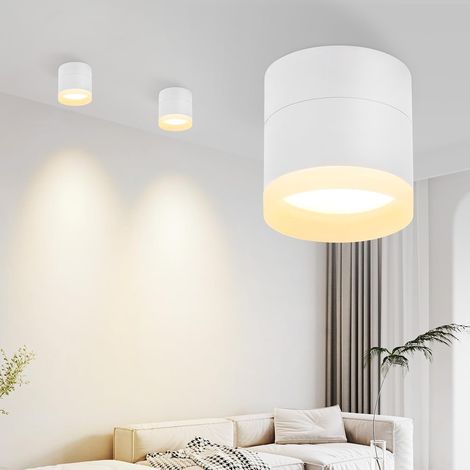 ZMH Spot en saillie Spot en saillie LED rond - Spot de plafond blanc 5W Petits spots Lumière en saillie GX53 Spot en saillie plat blanc chaud Spot de plafond 3000K Plafonnier en acrylique pour couloir (1/5)