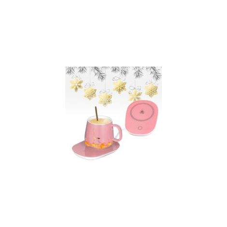 Chauffe-café, tasse isolée, chauffe-boisson, tasse isolée, chauffe-café électrique, tasse isolée USB, tasse isolée, plateau chauffant pour thé/eau/lait, port USB, rose (1/4)