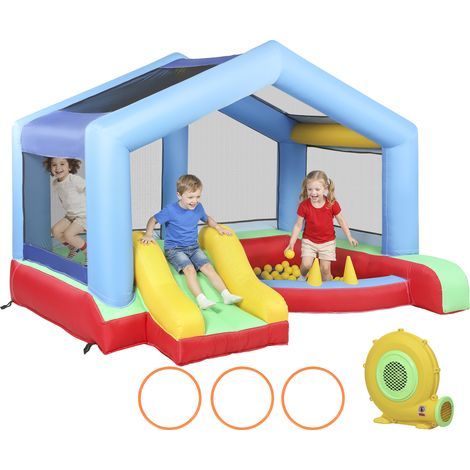 4-in-1-Hüpfburg mit Gebläse, Rutsche, Bällebad und Ringwurfspiel, mehrfarbig (1/5)