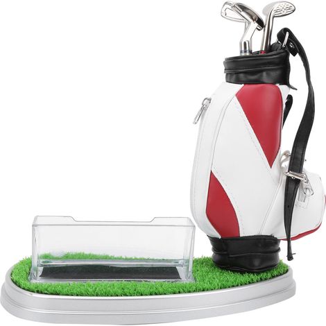 Porte-stylo en forme de sac de golf avec horloge et étui à cartes, kit de décoration de bureau, cadeau idéal pour les passionnés de golf.