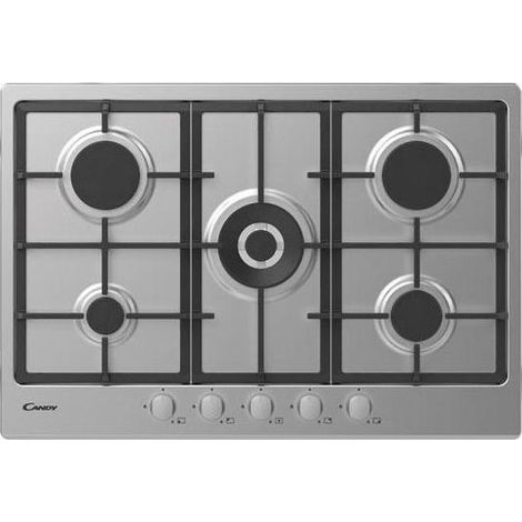 Candy CHG74WX Plaque de cuisson encastrable 75 cm Gaz 5 feux Inox