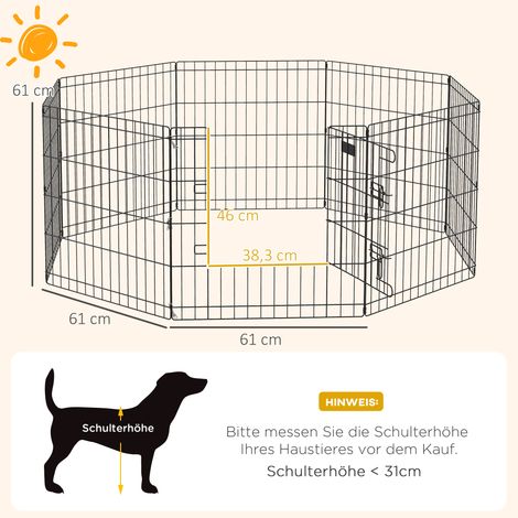 Parc pour chiots et petits chiens, avec porte, utilisable à l'intérieur comme à l'extérieur, 61 cm, noir (1/5)