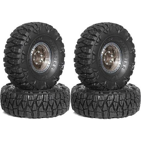 Kit de jantes et pneus beadlock en métal 4 x 60 mm (1 pouce), compatible avec les kits de mise à niveau pour crawlers RC 1/18 et 1/24 TRX4M SCX24 AX24 FCX24, marron (1/5)