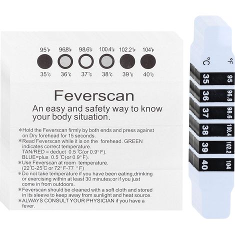 Thermomètre frontal réutilisable autocollant pour bébé, enfant et adulte - 20 pièces (voyage et quotidien) (1/5)