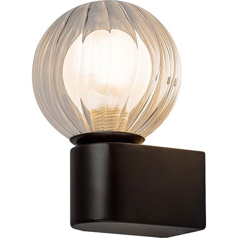Applique salle de bain noire mat globe verre G9 IP44 (1/5)