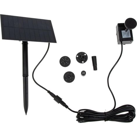 Pompe à Eau Solaire pour Fontaine de Jardin 260l/h en Abs Noir Design Simple et Faible Bruit pour Bassins et Jardins